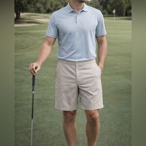 Abercrombie & Fitch Performance Golf Shorts Khaki Beige Flat Front 38